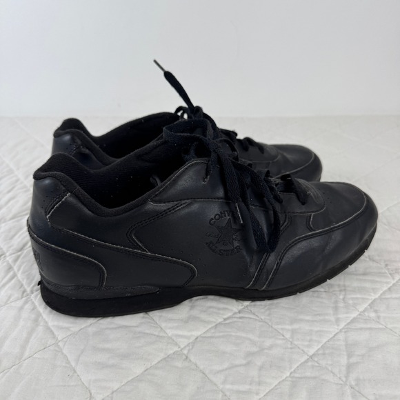 VTG! Converse All Star Black Leather Sneakers 11.5 Athletic Shoes 3B9710 Retro - Picture 12 of 12